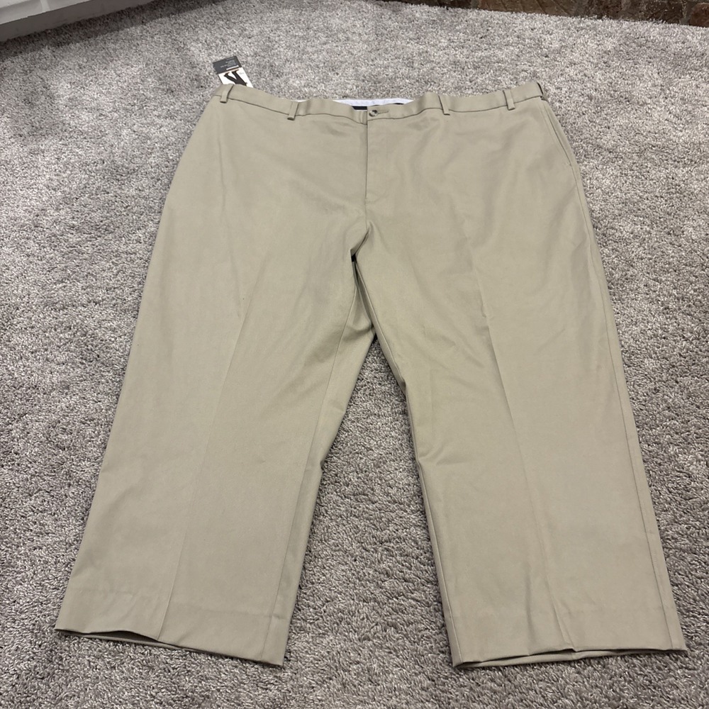 NEW Savane Performance Chino Pants 52x30 52x26* Khaki Comfort Waist Straight Fit
